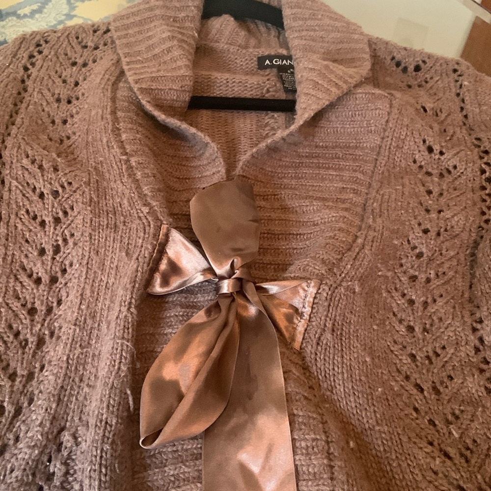 Brown sweater with ribbon tie size small